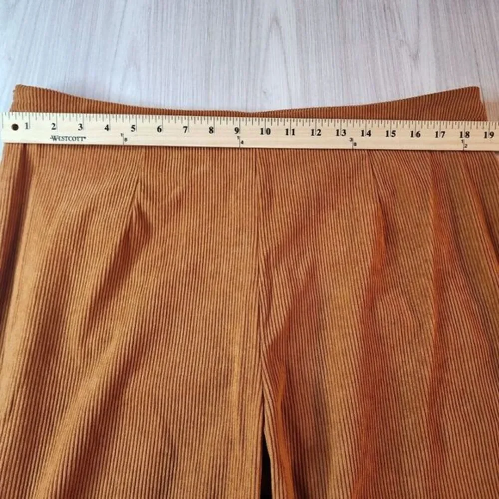 NEW Noracora Women's XXL Corduroy Pants Burnt Orange Pull-On Wide-Leg‎ Pleated